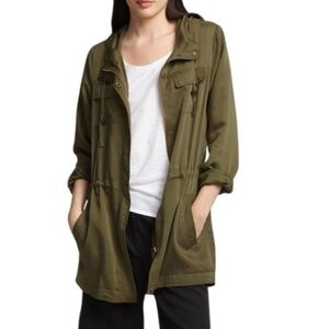 Eileen Fisher Polished Tencel Hooded Anorak Utility Jacket Small